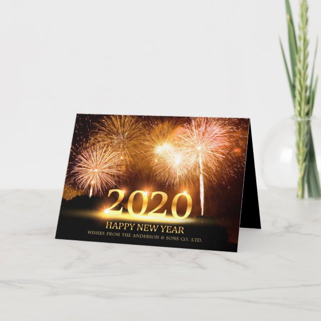 2020 Gott nytt år Elegant Fireworks Hälsning Kort (Framsida)