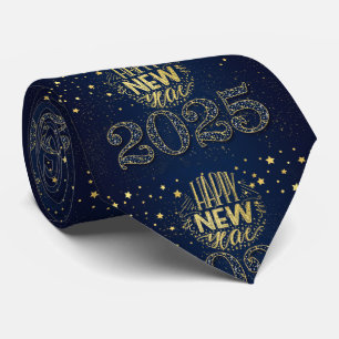 2020 Gott nytt år Guld på djuphavsblått Slips