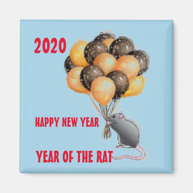 2020 GOTT NYTT ÅR RÅTTA MAGNET (Framsidan)