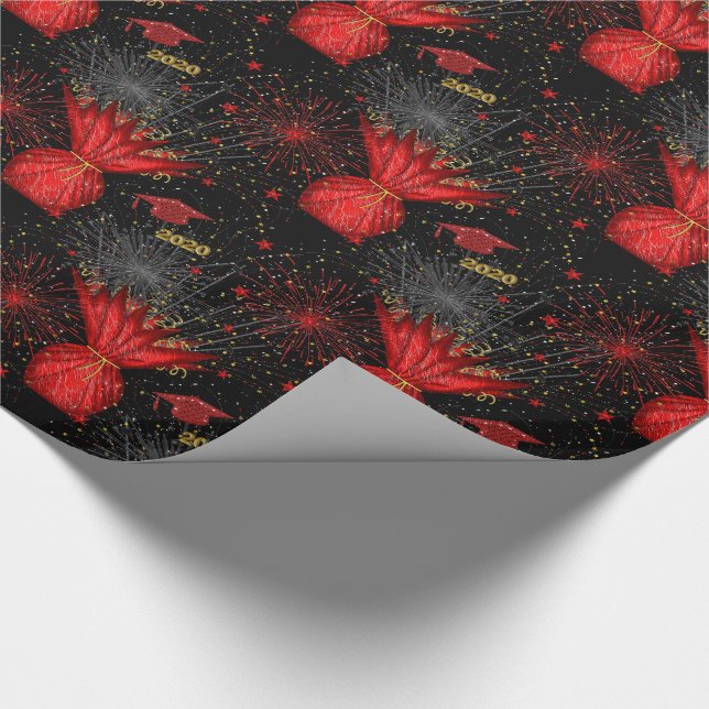 2020 Grad Centerpart-Red-Black-GIFT WRAP PAPER Presentpapper (Hörn)
