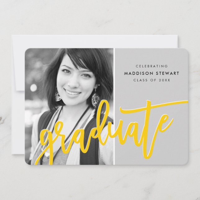 2020 GRAD PARTY, modern gult för övertäckning Tack Kort (Framsida)