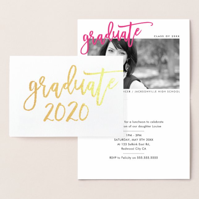 2020 GRAD PARTY moderna minimiskript Folierat Kort (Display)