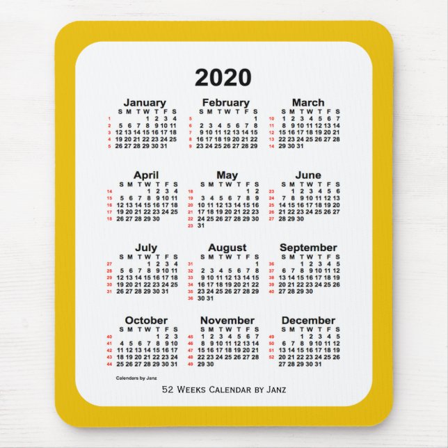 2020 Guld 2 ton 52 veckors kalender av Janz Musmatta (Framsidan)