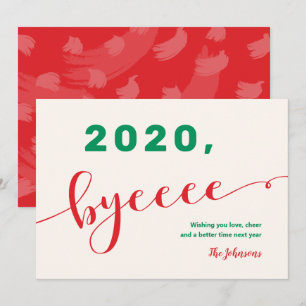 "2020, hejdå" Röd & Grön Rolig Icke-Foto 2020 Julkort