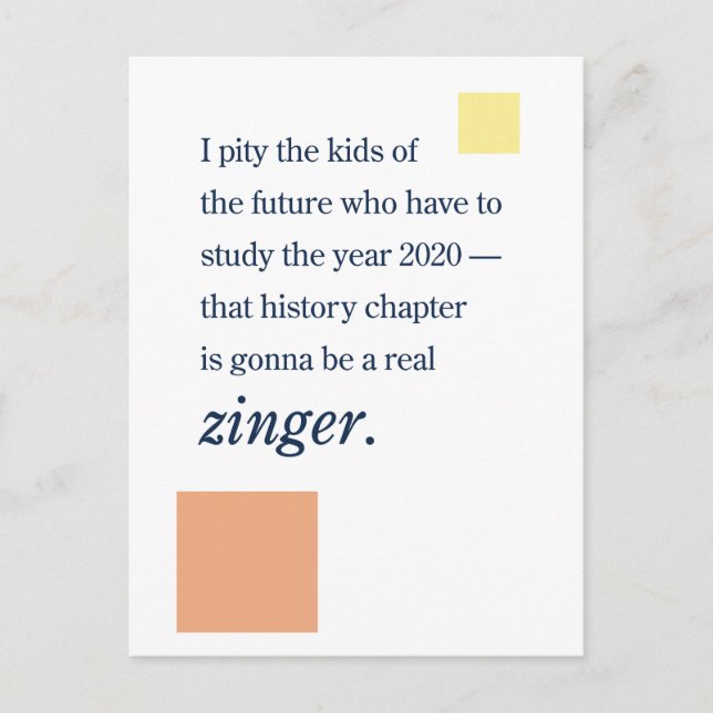2020 i Historien Bokar ... Zinger! Vykort (Framsida)