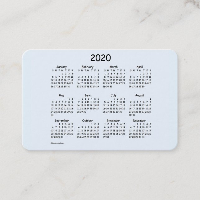 2020 Kalender av Janz Alice Blue Euro Visitkort (Framsida)