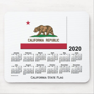 2020 Kalender av Janz California Statlig flagga Musmatta