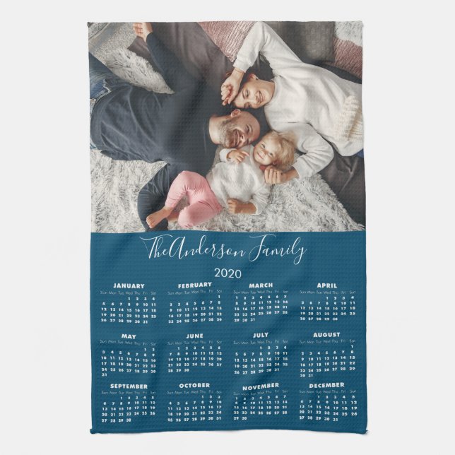 2020 Kalender din foto-familj Namn Kökshandduk (Vertikal)
