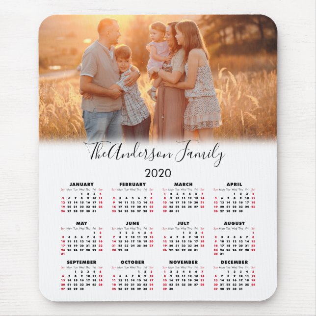 2020 Kalender Ditt Foto Familjenamn Musmatta (Framsidan)