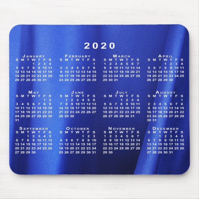 2020 Kalender för Abstrakt Blue Silke Anpassningsb Musmatta (Framsidan)