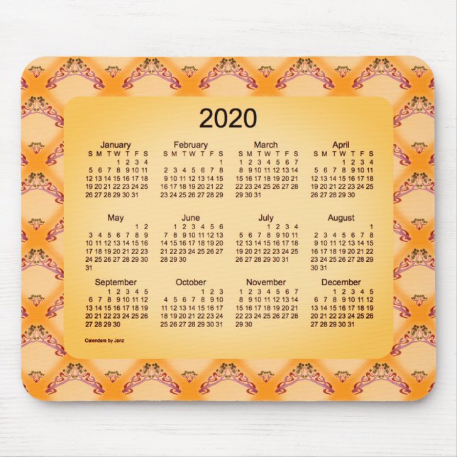 2020 Kalender från Janz Art nouveau Sangria Musmatta (Framsidan)
