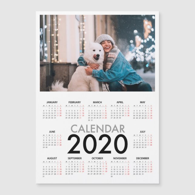 2020 Kalender med foto Basic Svart Vitt Minimalist (Framsida)