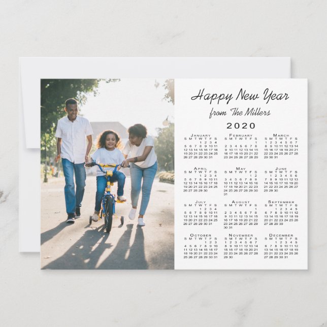 2020-kalender Modern Vit 2-foto Gott nytt år Julkort (Framsida)