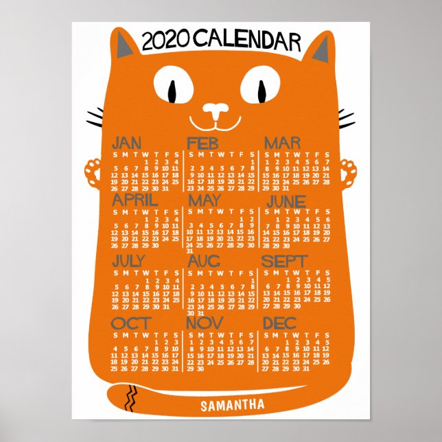 2020 Kalender (Se Beskrivning för ny version)  Poster (Framsidan)