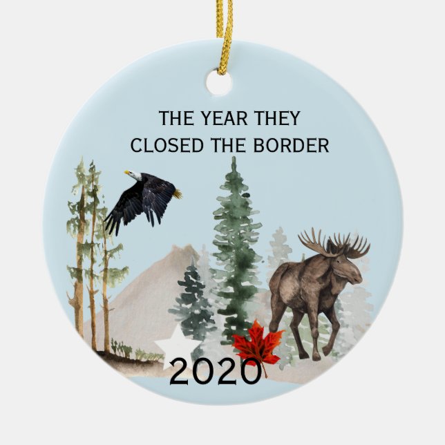 2020 Kanada USA År de stängde gränsen Julgransprydnad Keramik (Framsidan)