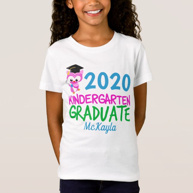 2020 Kindergarten Student Cute Rosa Uggla T Shirt (Framsida)