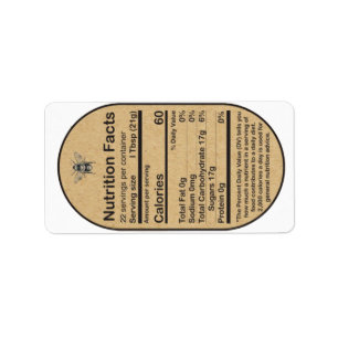 2020 Kraft Oval Honeybee Nutrition Facts Label Adressetikett