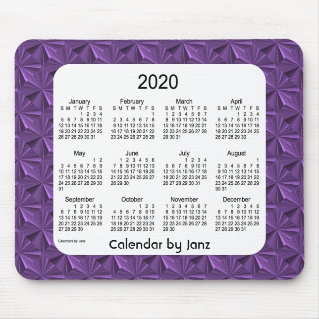 2020 Lila Diamonds Calendar av Janz Mouse Pad Musmatta (Framsidan)