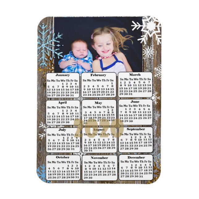 2020 MINI Calendar Magnets med ditt familjefoto Magnet (Vertikal)