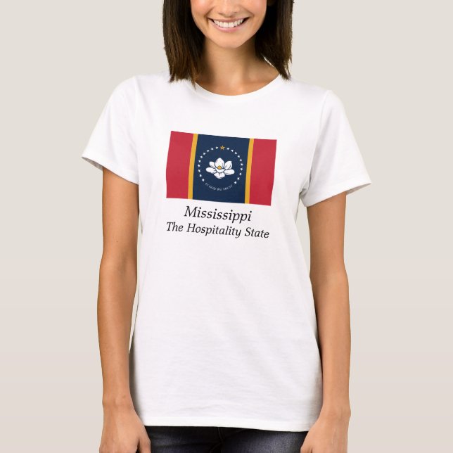 2020 Mississippi Hospitality State Magnolia Flagga T Shirt (Framsida)