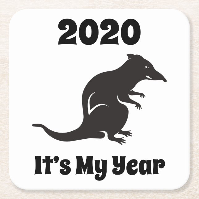 2020 Mitt Råtta-år Underlägg Papper Kvadrat (Framsidan)