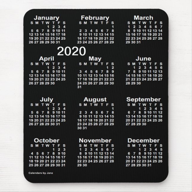 2020 Neon White Large Print Calendar från Janz Musmatta (Framsidan)