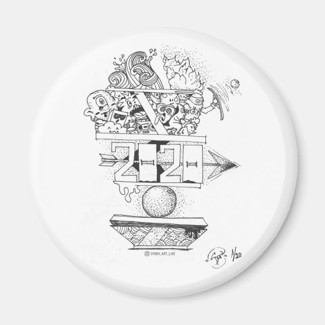 2020 - nytt årtionde - Doodle Art Magnet (Framsidan)