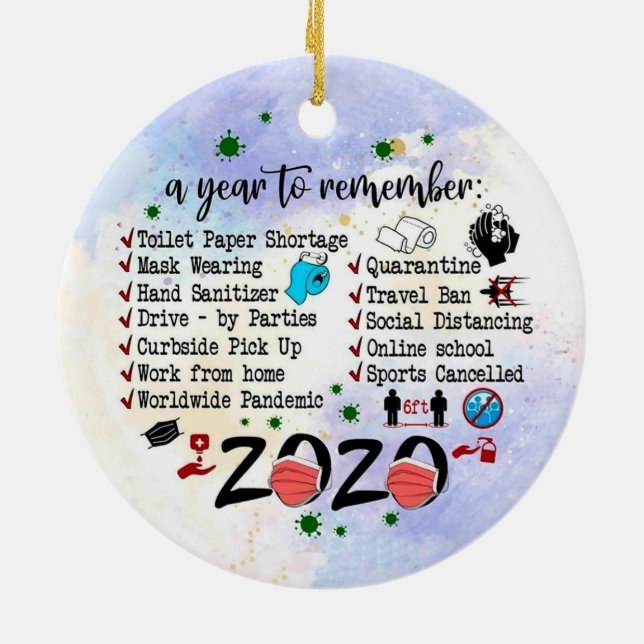 2020 Pandemisk karantänjul Julgransprydnad Keramik (Baksidan)