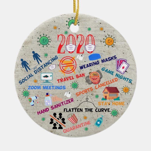 2020: Pandemiskt julklump Ceramic Ornament (Framsidan)