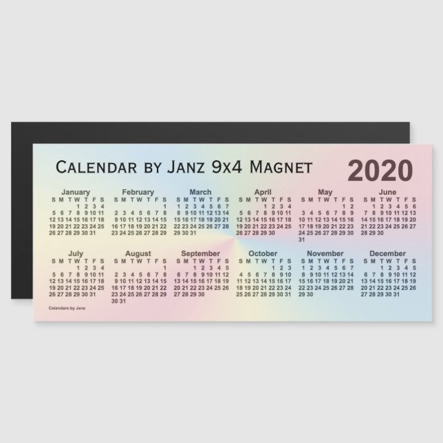 2020 Rainbow Cloud Calendar av Janz 9x4 Magnet (Fram/baksida)