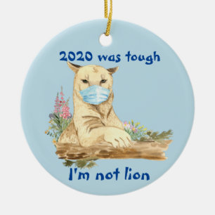 2020 Rollig Puma Covid Ansiktsmask Julgransprydnad Keramik