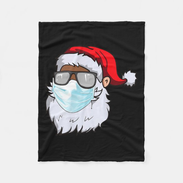 2020 Santa With Face Mask Black African American C Fleecefilt (Framsidan)