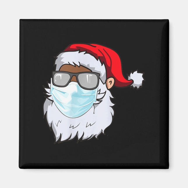 2020 Santa With Face Mask Black African American C Magnet (Framsidan)