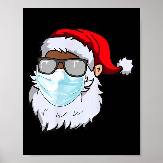 2020 Santa With Face Mask Black African American C Poster (Framsidan)