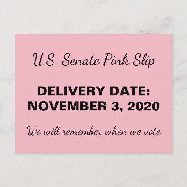 2020 Senat Rosa Slip GOP Trump Resistance Vykort (Framsida)