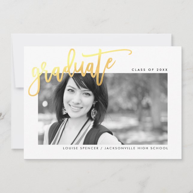 2020 STUDENT, modern sallad faux guld Tack Kort (Framsida)