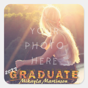 2020 Studenten Boho Chic Sunshine Färger Photo Fyrkantigt Klistermärke