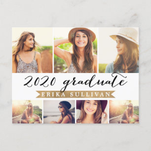 2020 Studenten-skript Photo Collage Party White Helg Vykort