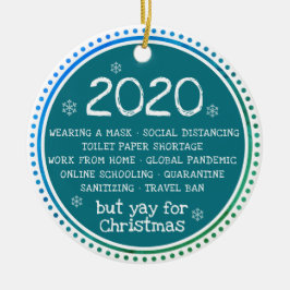 2020 Suckade Men Yay För Jul Teal Julgransprydnad Keramik