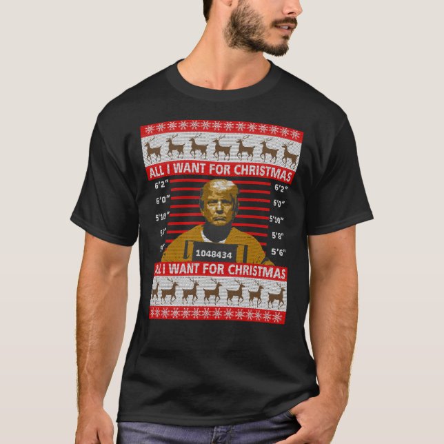 2020 Trump i fängelset Ugly jul Sweater Long S T Shirt (Framsida)