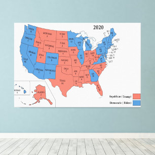 2020 USA:s presidentval Karta 60 x 40 tum Fototryck