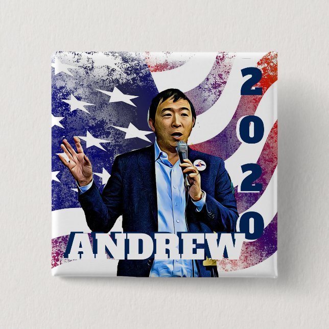 2020 Val Andrew Yang Support Button Knapp (Framsida)