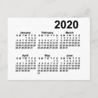 2020 Vit 6 månaders mini-kalender av Janz