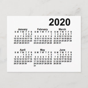 2020 Vit 6 månaders mini-kalender av Janz Vykort