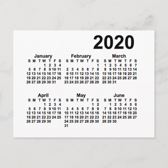 2020 Vit sexmånaderskalender från Janz Vykort (Framsida)