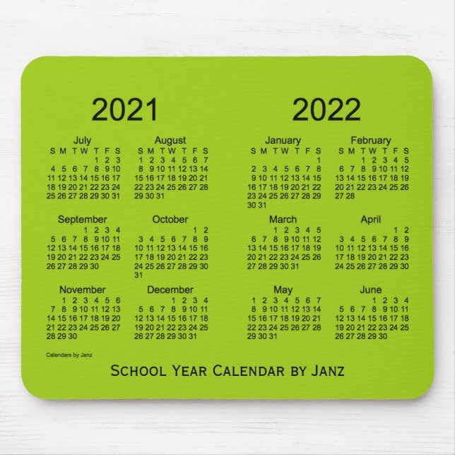 2021-2022 Skolårets gulgröna kalender från Janz Musmatta (Framsidan)