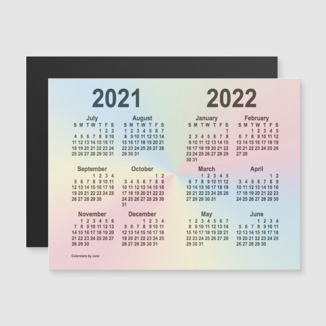 2021-2022 Skolårskalender av Janz Rainbow (Fram/baksida)