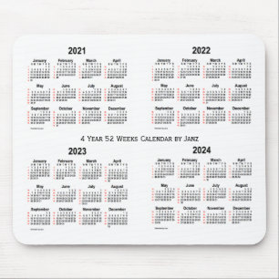 2021-2024 Vit 4-årskalender 52 veckor från Janz Musmatta