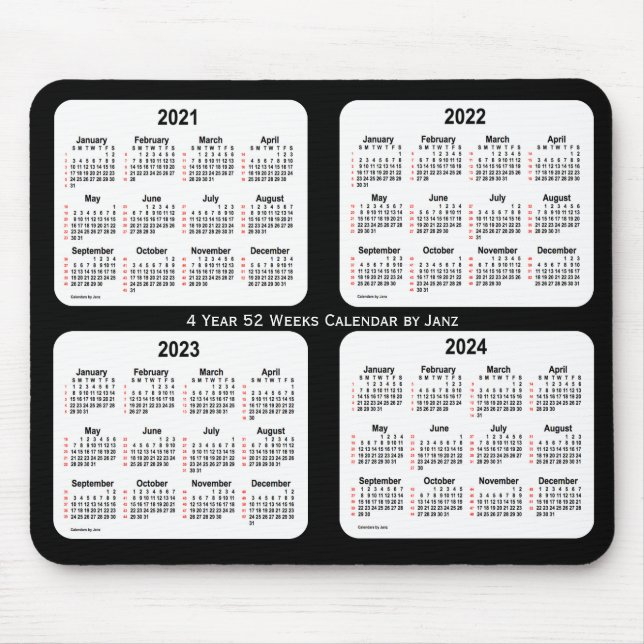 2021-2024 Vitbok Neon 52 veckor Kalender från Janz Musmatta (Framsidan)