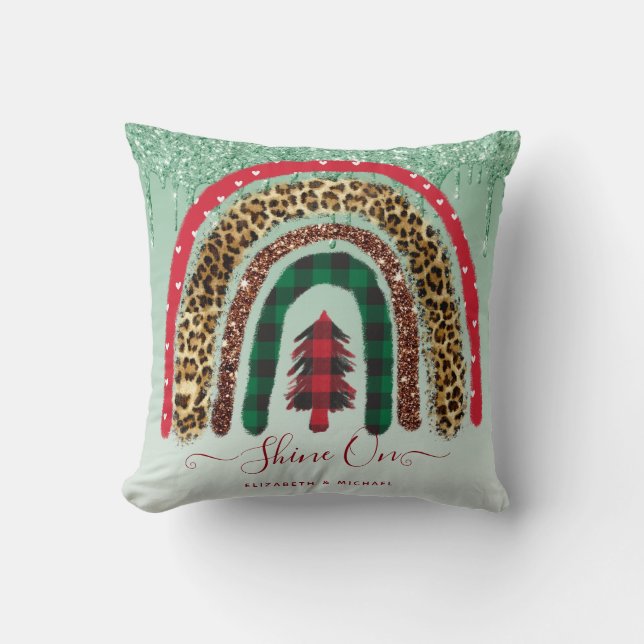 2021 Anpassningsbar Jul: Regnbåge Guld Glitter Gla Kudde (Framsida)